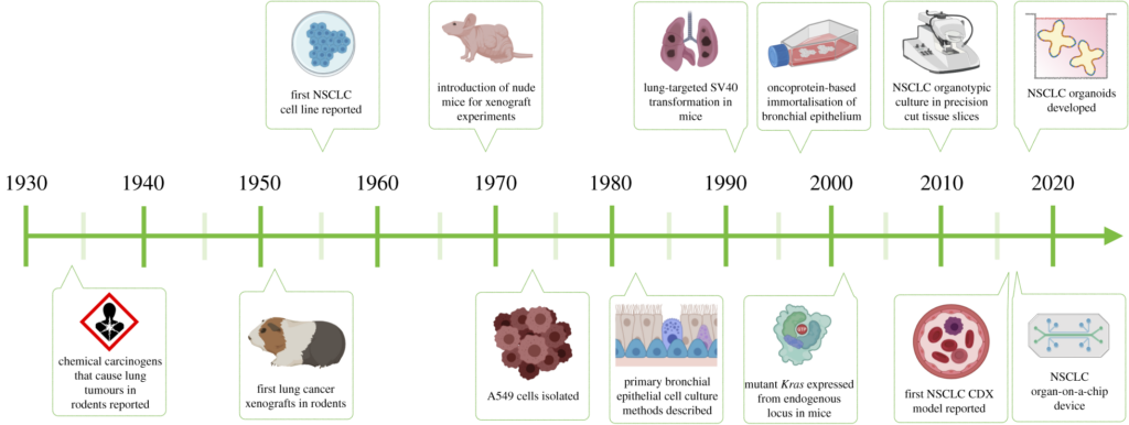 Figure 1. A timeline of pre-clinical models for NSCLC. Taken from Hynds et. al. 2021 (2).   